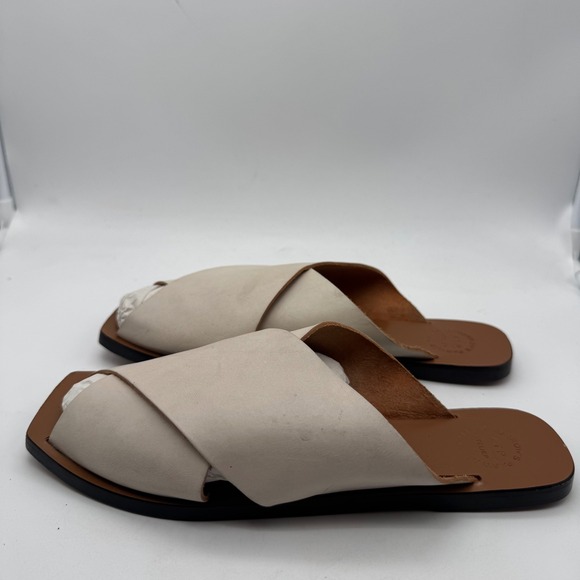 ATP Atelier Sandals Cream Square Toe Flat Women 39 Made in Italy - Picture 3 of 7